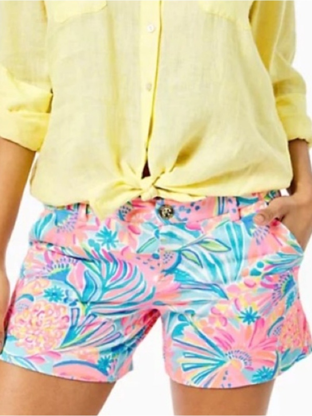 Lilly Pulitzer Callahan Knit Summer Shorts Multi Pink Blue Tropical Punch 0